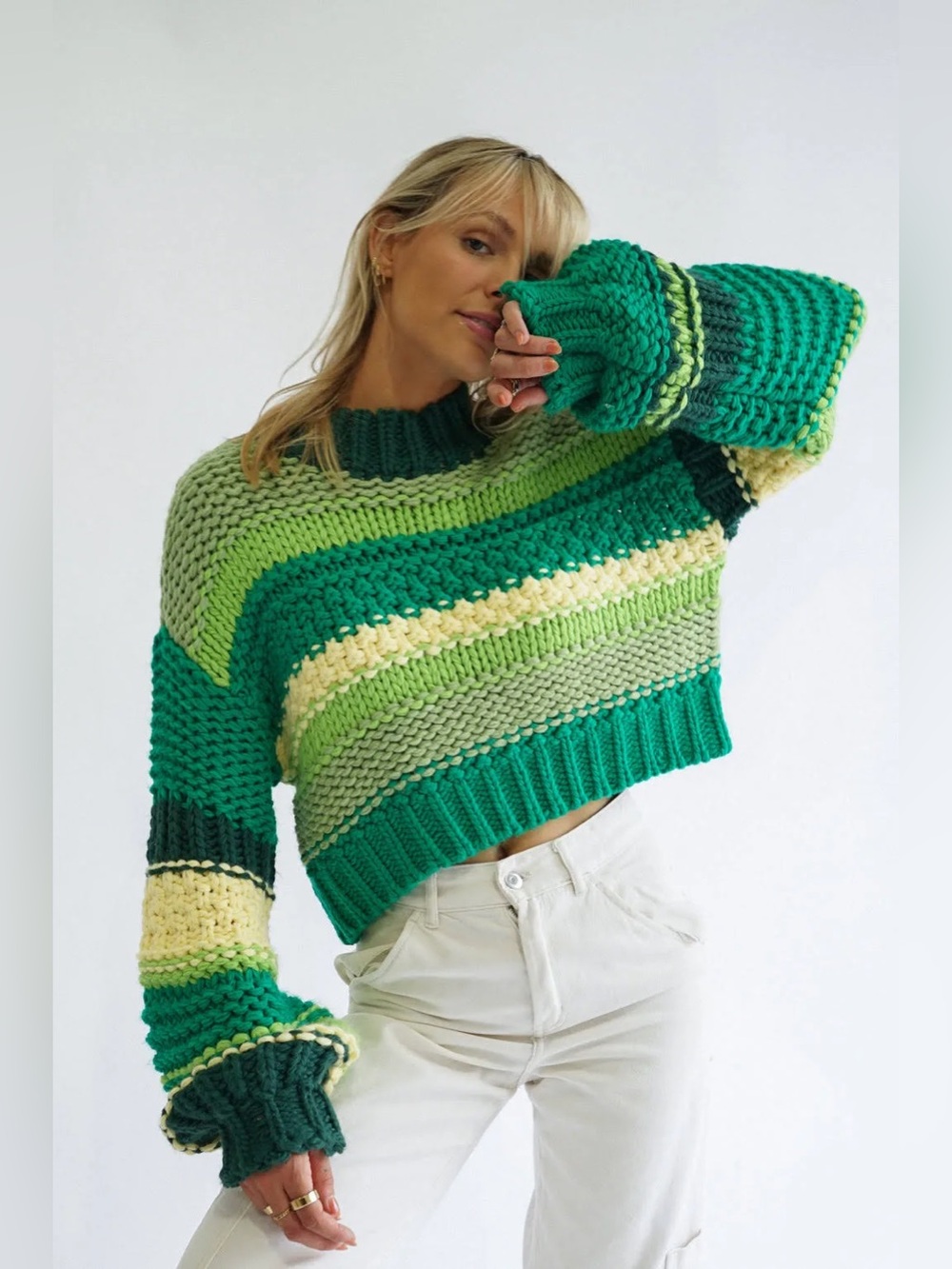 Yellow The Label Soho Stripe Sweater NWT, sz : medium
